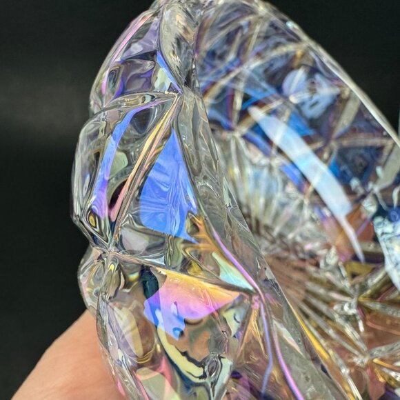 Clear Glass Iridescent Crystal Hershey Kiss Textured Trinket Candy Dish w Lid - Picture 8 of 16